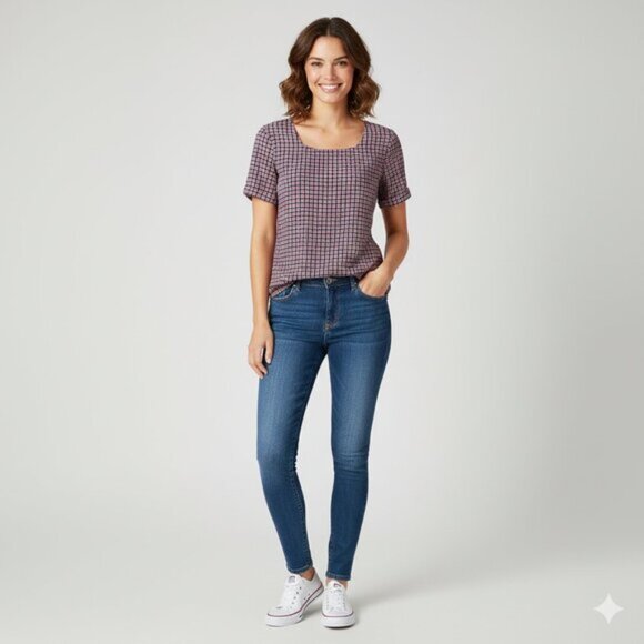 Tommy Hilfiger Women's Blouse short sleeve Square neck Geometric Print Size US 4 - Picture 14 of 14